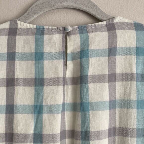 Polagram Anthropologie Blue Gray Checkered Dress Size Small Cottagecore - Picture 9 of 12